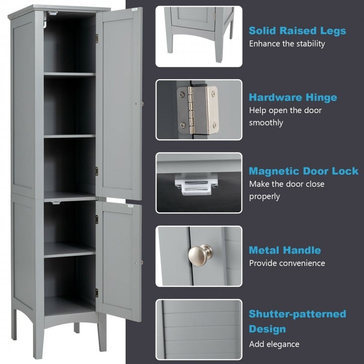 Freestanding Bathroom Storage Cabinet for Kitchen and Living Room-Gray
