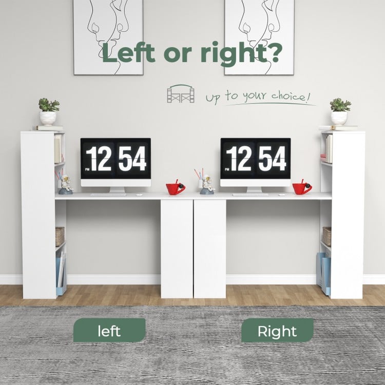 Computer Desk Writing Workstation Office with 6-Tier Storage Shelves-White