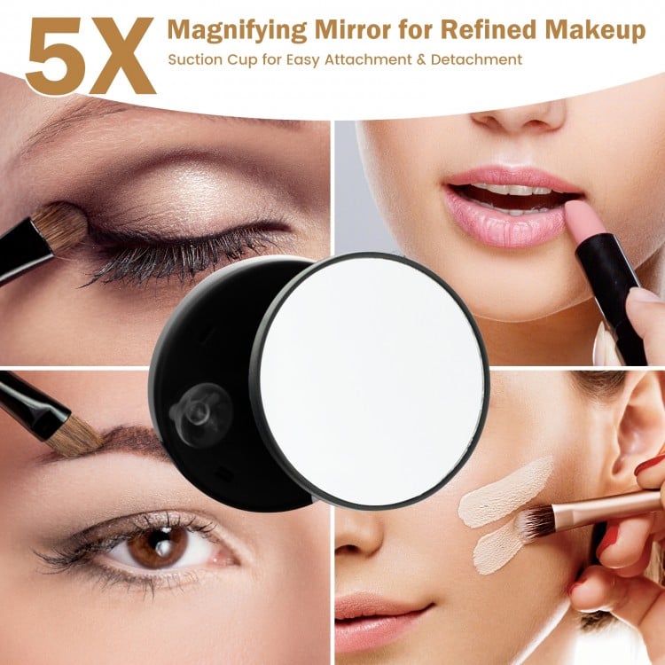 360¡ã Rotatable Vanity Makeup Mirror with 3 Color Lighting Modes and Touch Control-Black