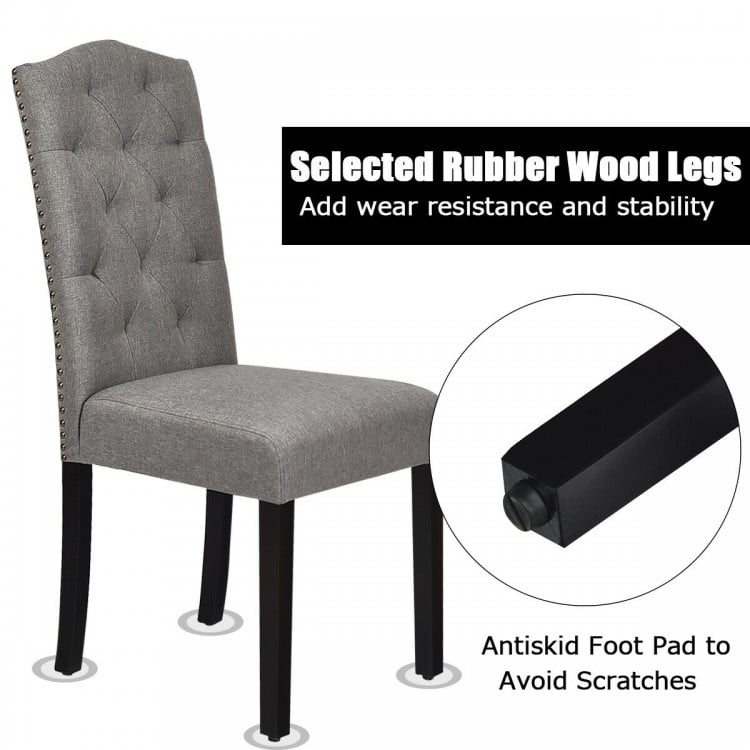 Set of 2 Tufted Upholstered Dining Chairs-Gray