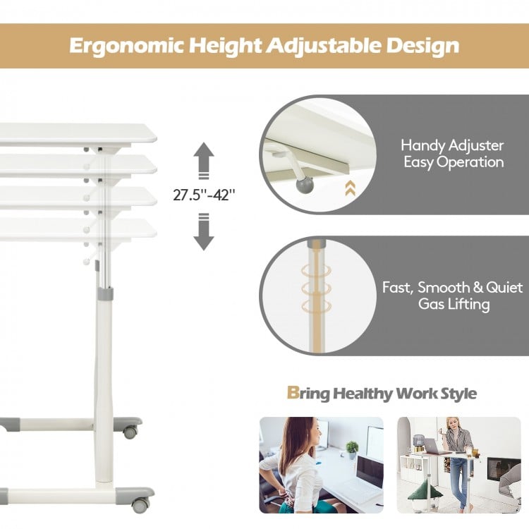 Height Adjustable Computer Desk Sit to Stand Rolling Table