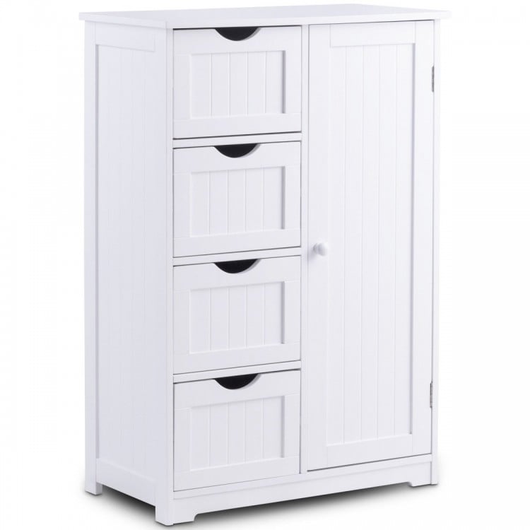 Standing Indoor Wooden Cabinet with 4 Drawers-White
