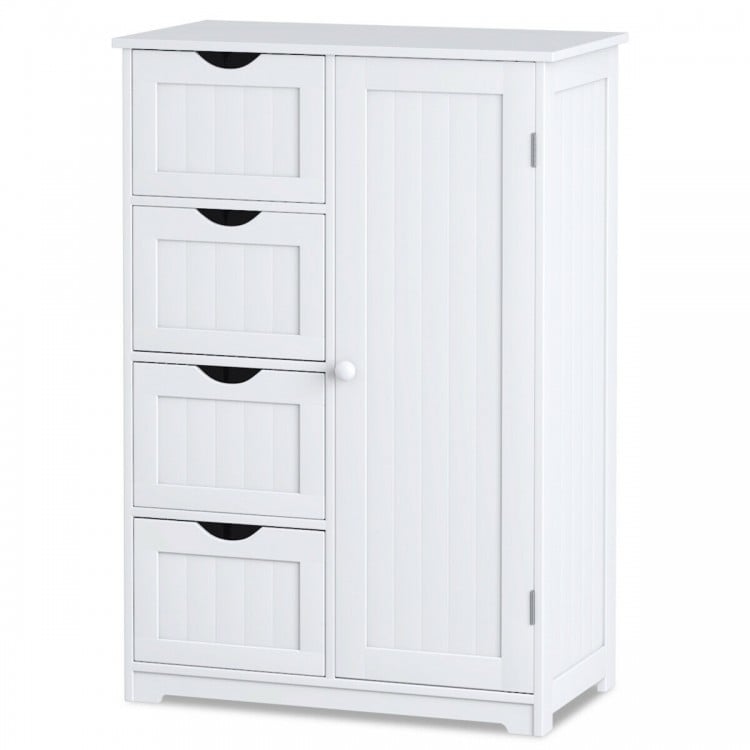Standing Indoor Wooden Cabinet with 4 Drawers-White