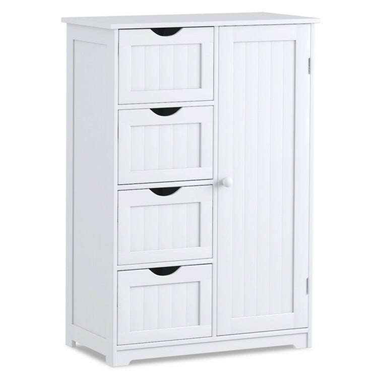 Standing Indoor Wooden Cabinet with 4 Drawers-White