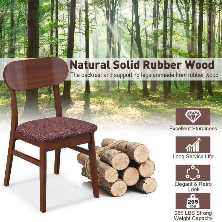 Set of 2 Mid-Century Wooden Dining Chairs-Espresso