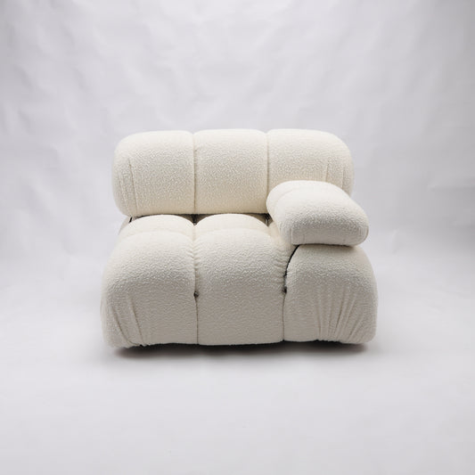 Gioia 1-Seater Chair - Left Armrest - Cream/White Boucle - GFURN