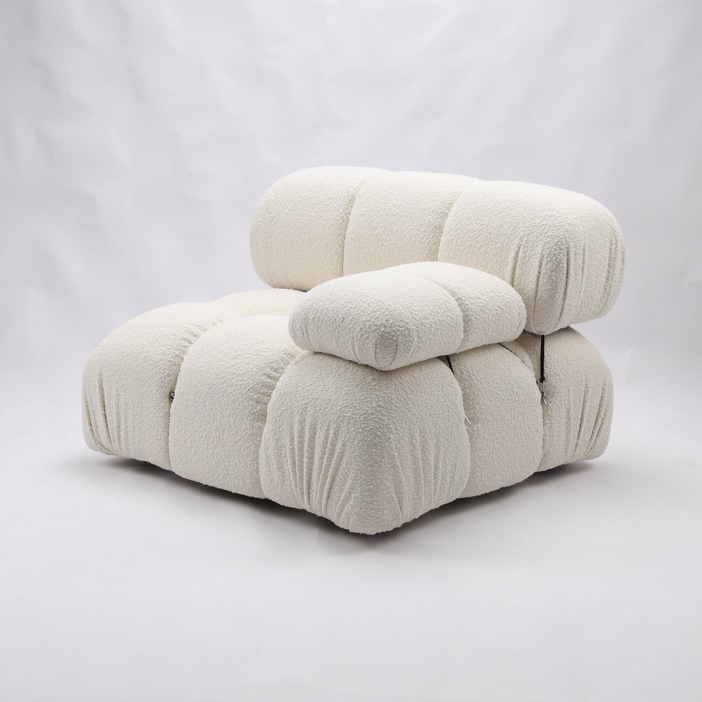 Gioia 1-Seater Chair - Left Armrest - Cream/White Boucle - GFURN