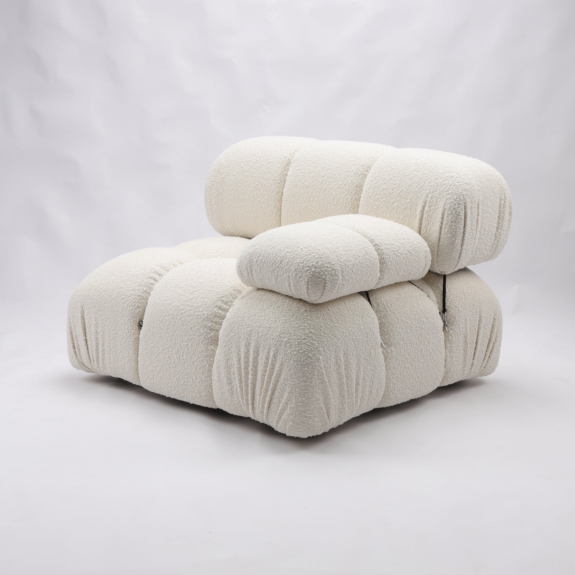 Gioia 1-Seater Chair - Left Armrest - Cream/White Boucle - GFURN