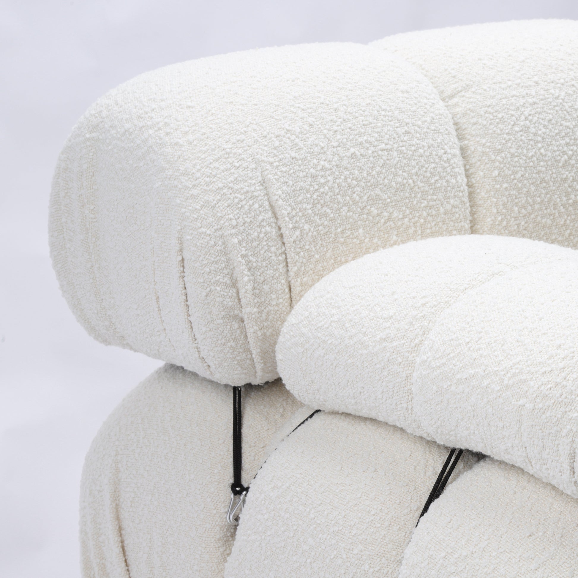 Gioia 1-Seater Chair - Right Armrest - Cream/White Boucle - GFURN
