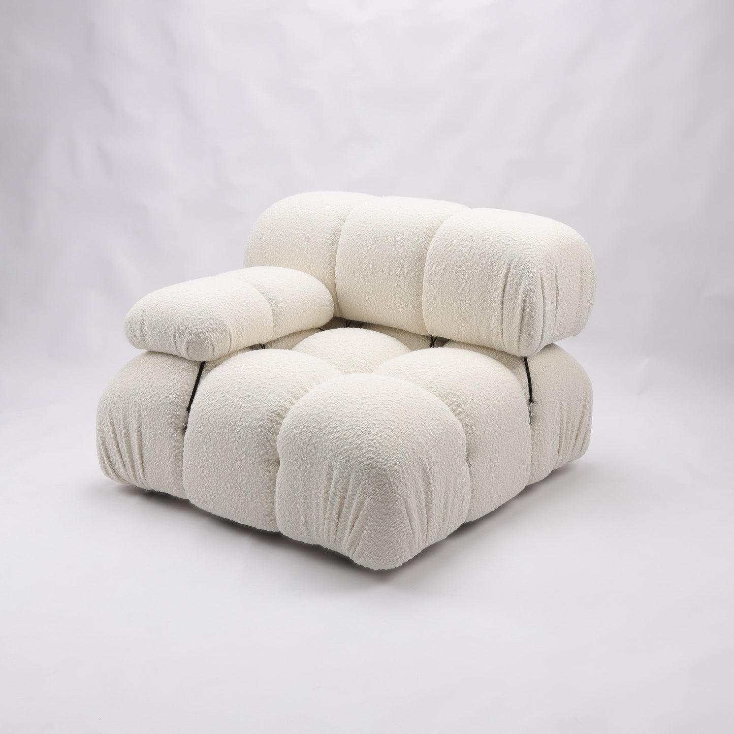 Gioia 1-Seater Chair - Right Armrest - Cream/White Boucle - GFURN
