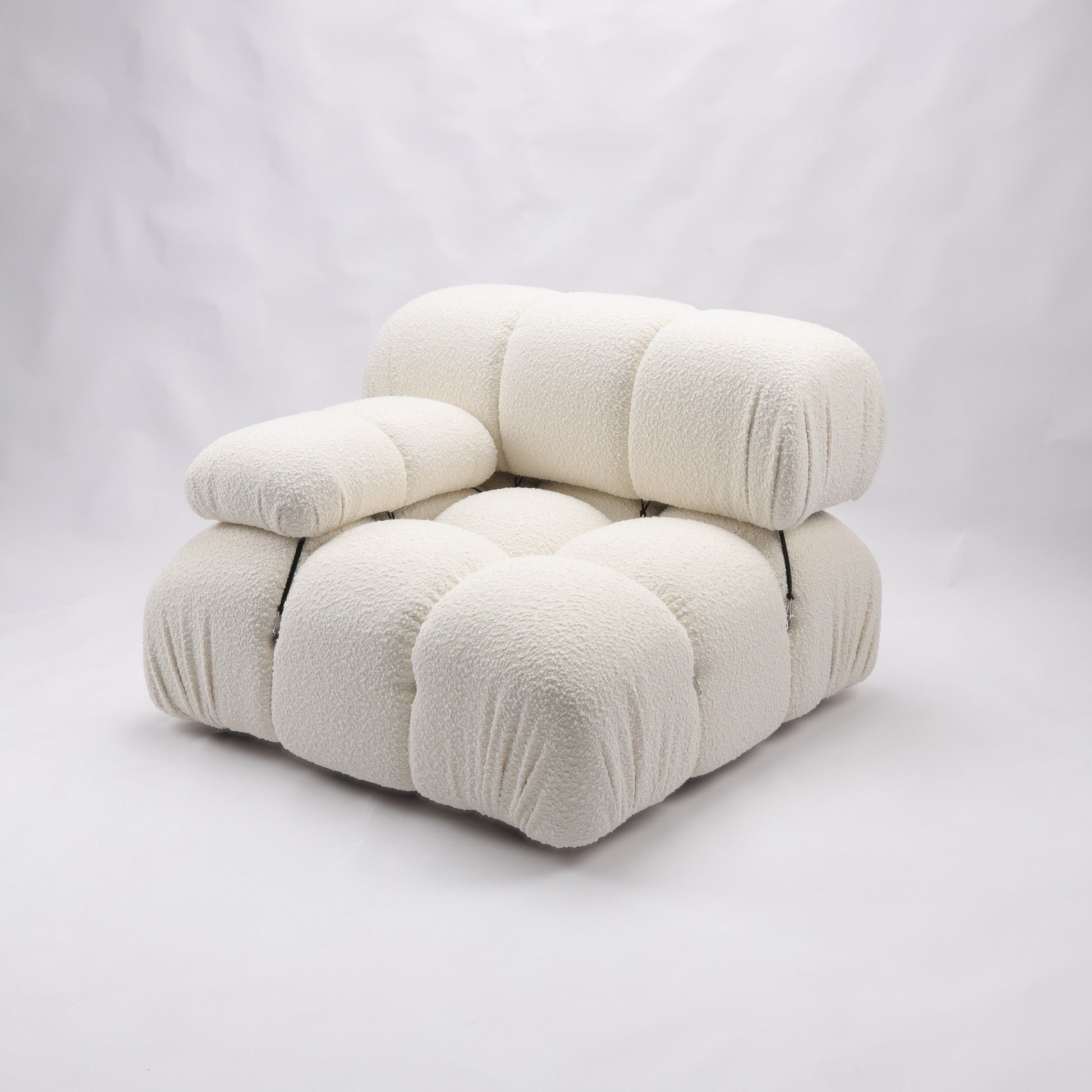 Gioia 1-Seater Chair - Right Armrest - Cream/White Boucle - GFURN
