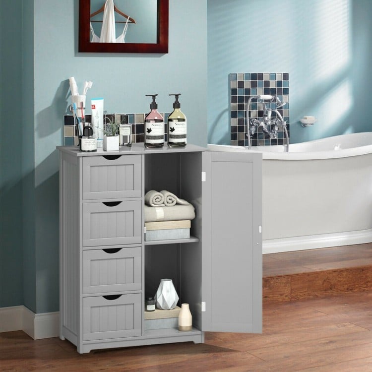 Standing Indoor Wooden Cabinet with 4 Drawers-Gray