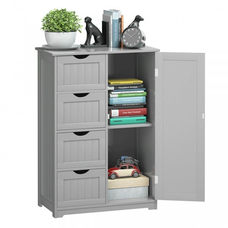 Standing Indoor Wooden Cabinet with 4 Drawers-Gray